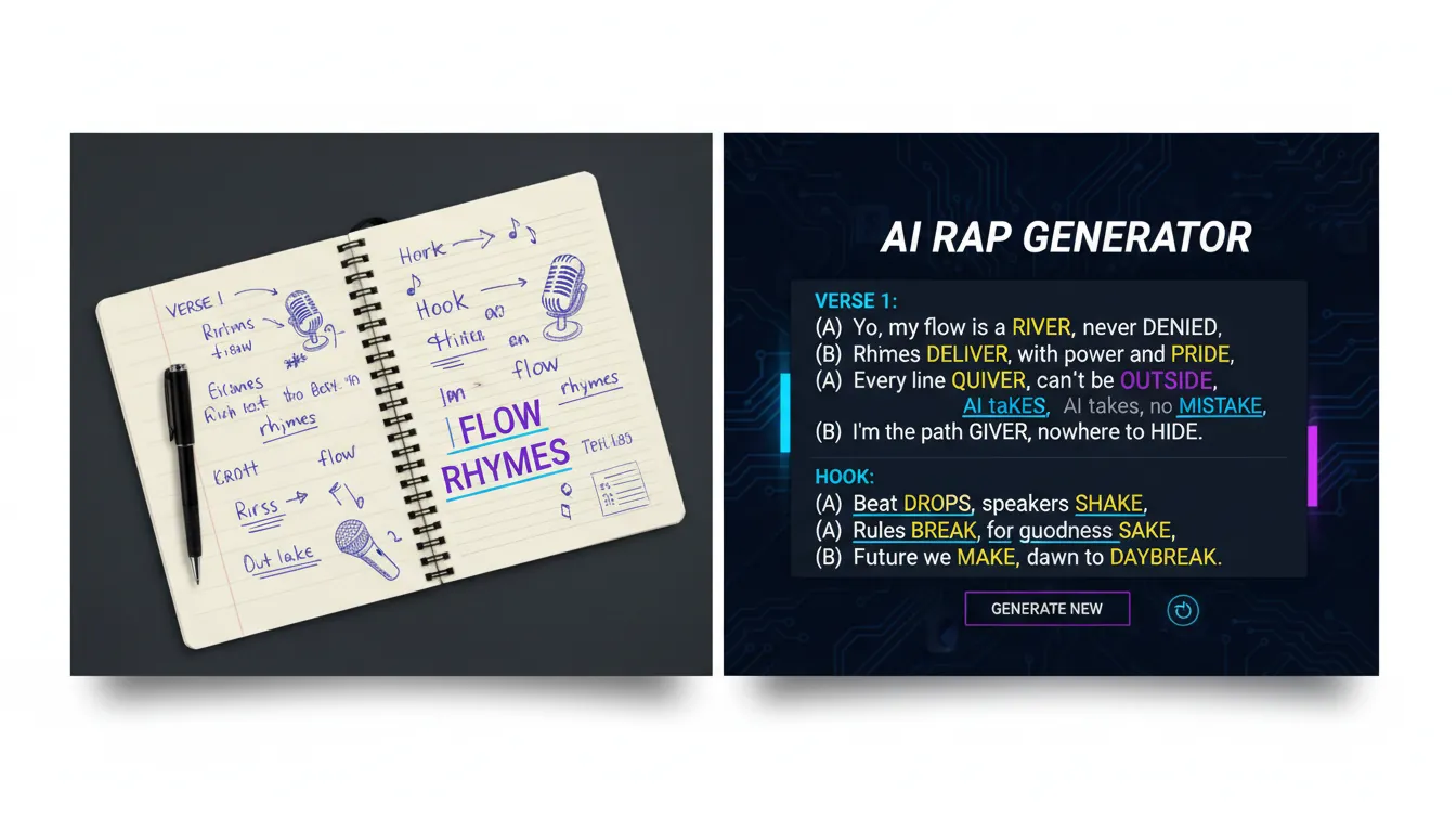 ai rap generator lyrics with rhyme schemes hooks flows and rhymes highlighted