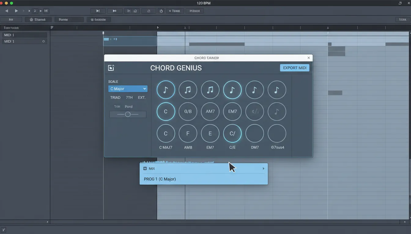 chord maker plugin MIDI export chord progression generator