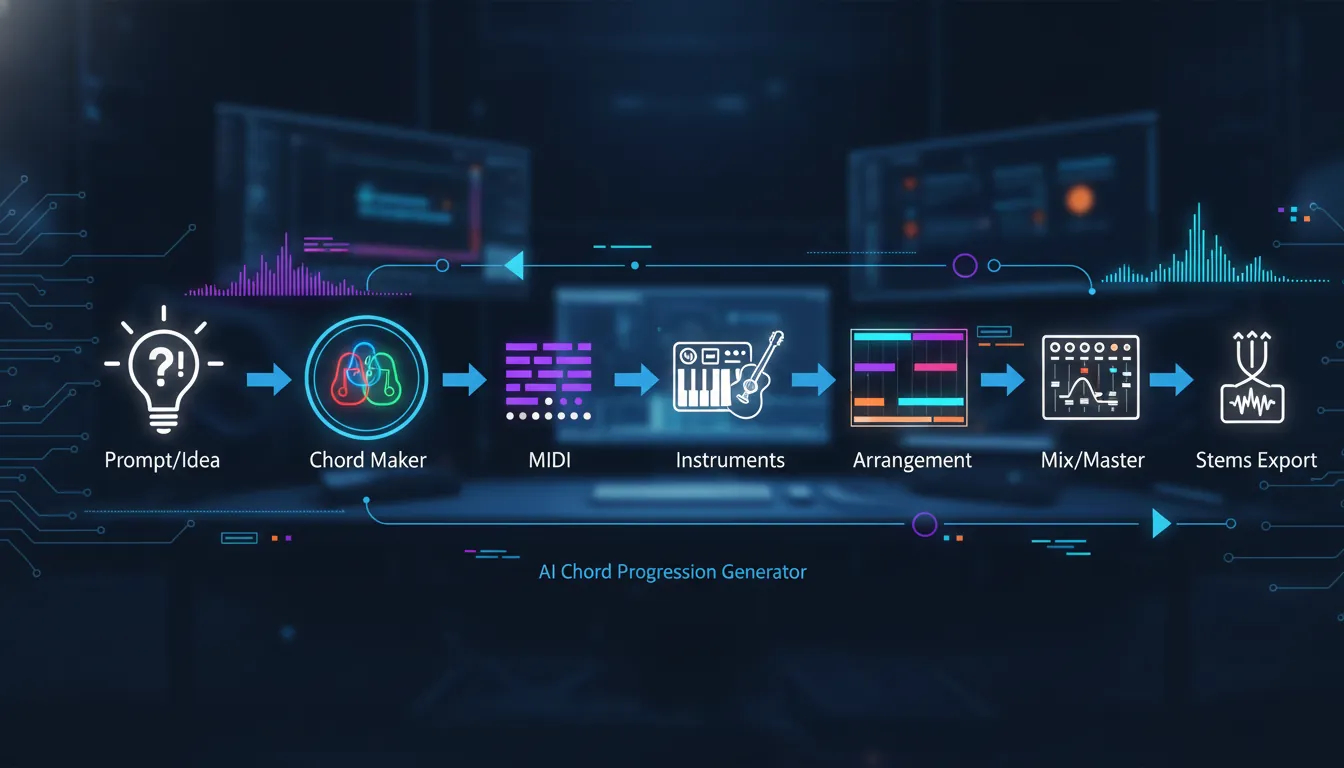 best chord maker workflow AI chord progression generator MIDI stems export