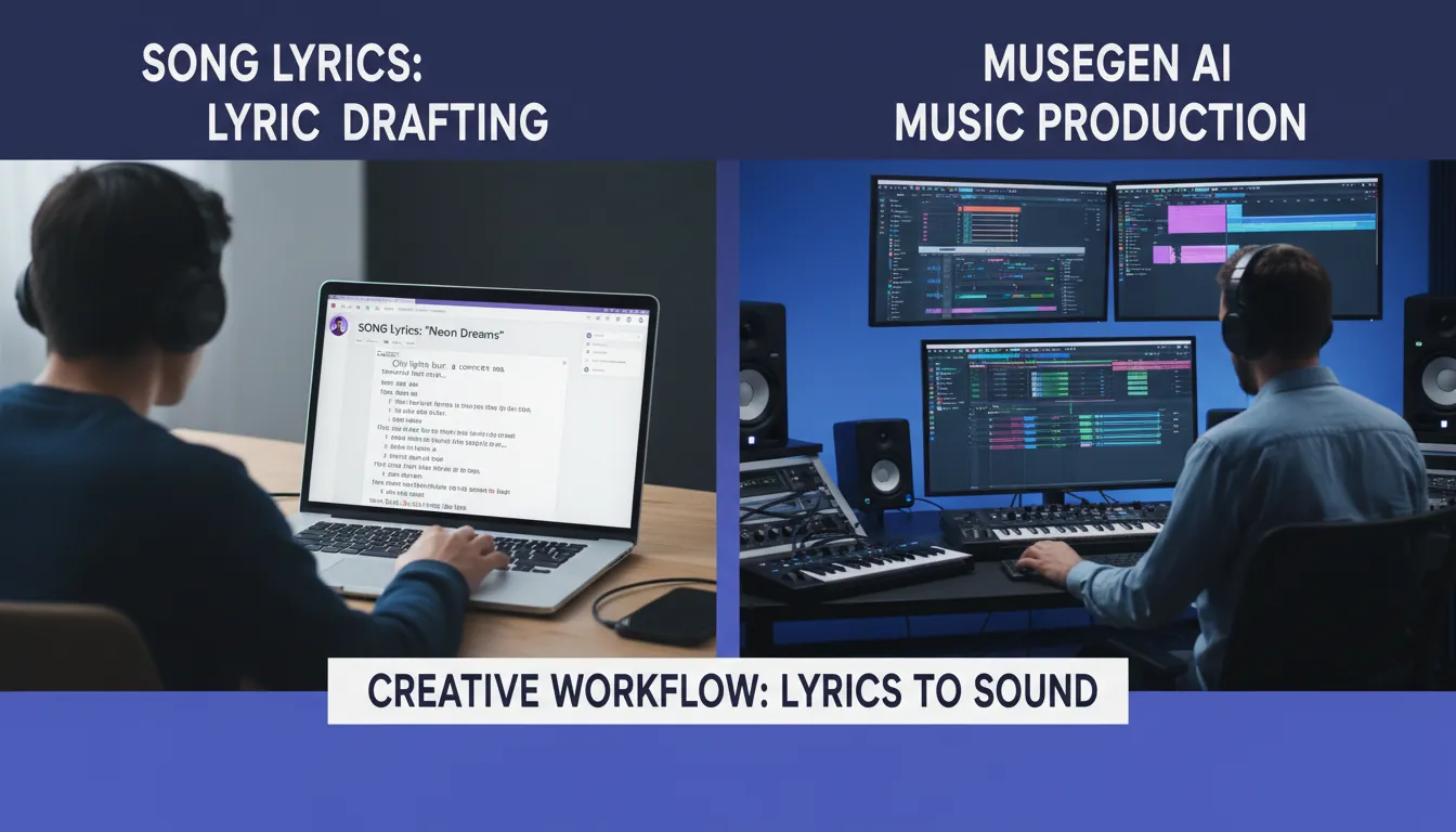 Canva lyric generator workflow to AI music production with MuseGen AI music generator