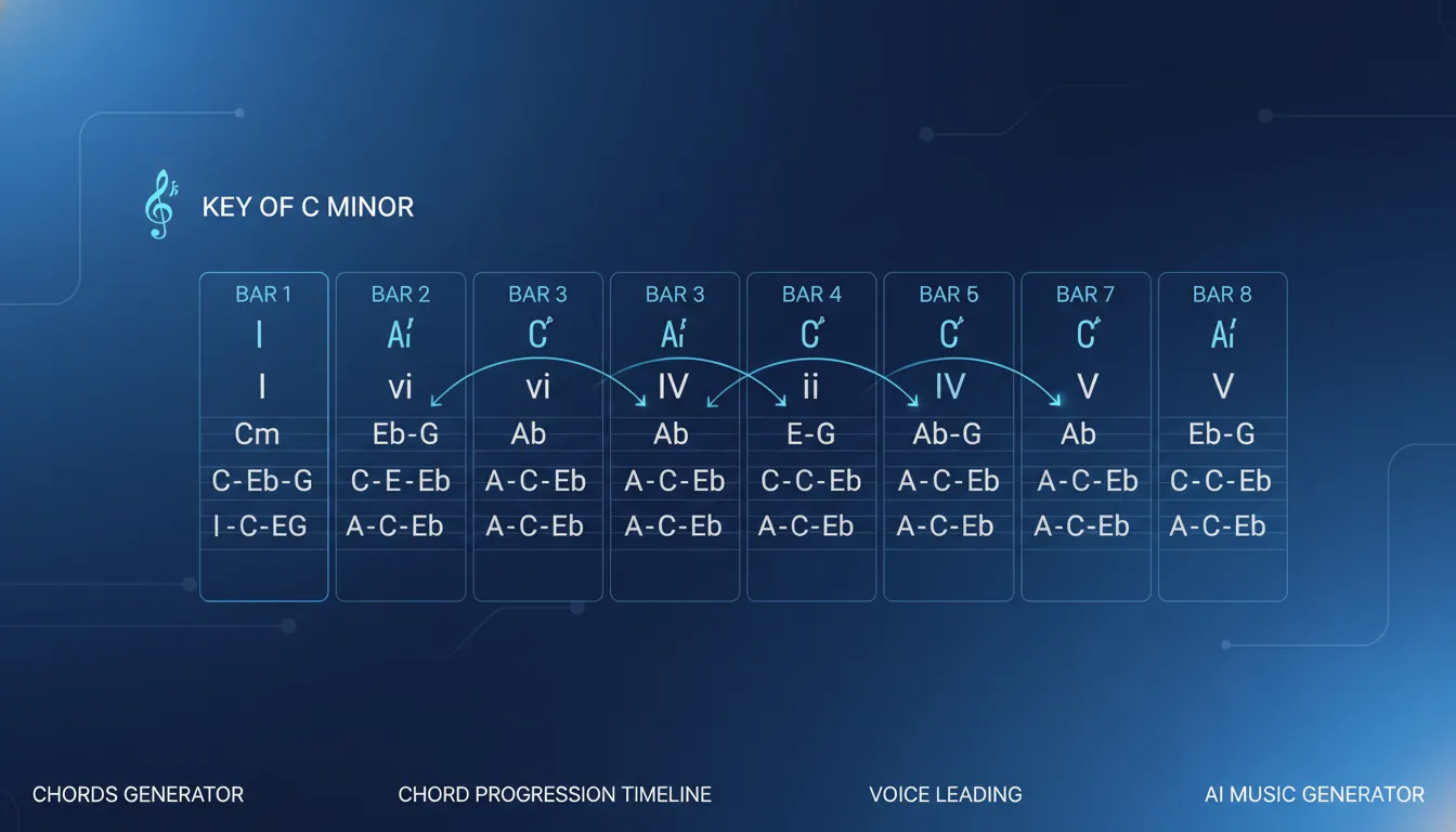 chords generator chord progression timeline voice leading AI music generator