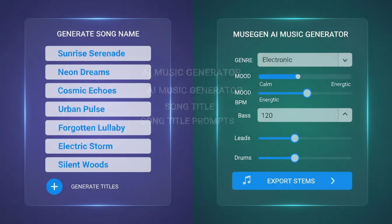 generate song name with AI, MuseGen AI music generator, song title prompts