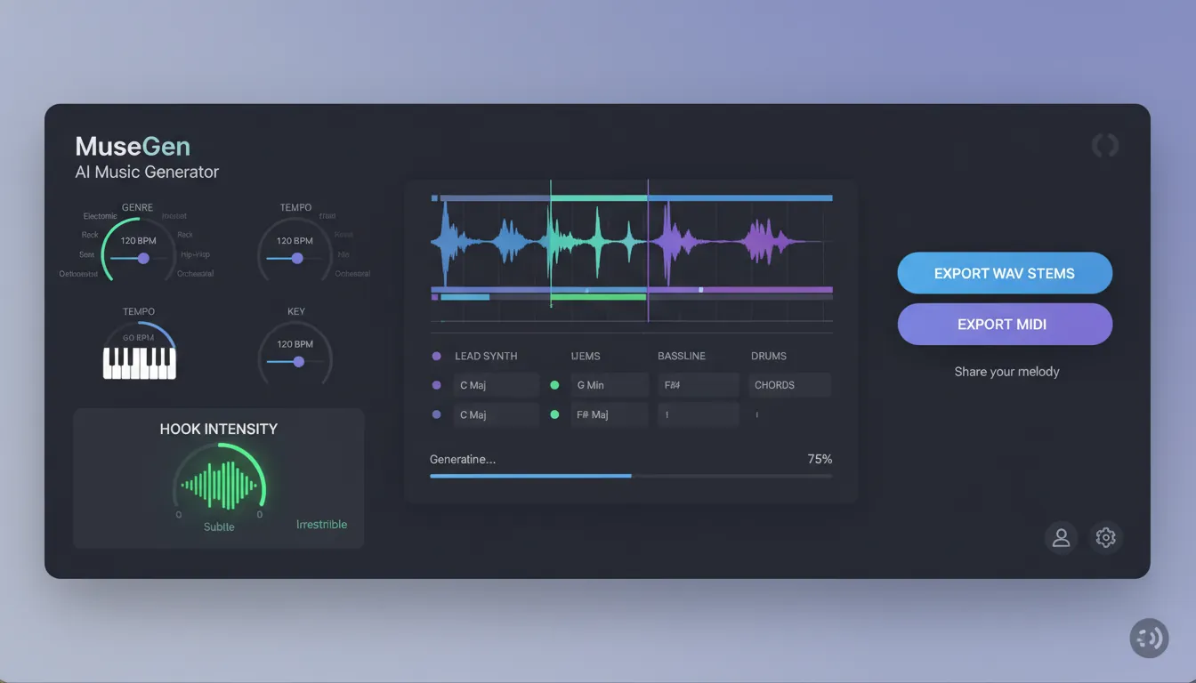 melody writer workflow with MuseGen AI music generator for catchy hooks
