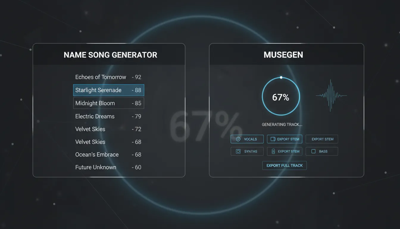 name song generator MuseGen AI music generator stems export workflow