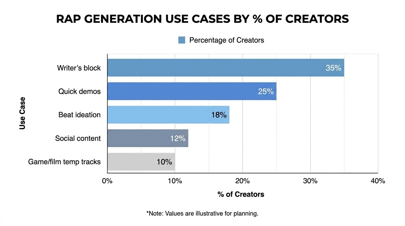 Bar chart showing rap gen use cases by percentage of creators