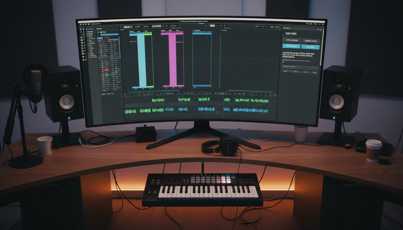 rap gen workflow exporting WAV stems and MIDI for AI rap song generation