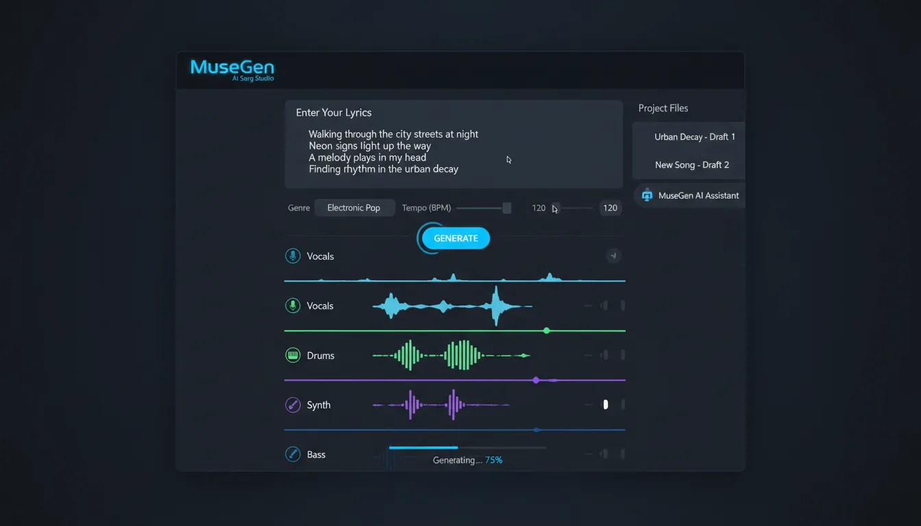MuseGen song lyric maker AI lyric generator create studio-ready track from lyrics
