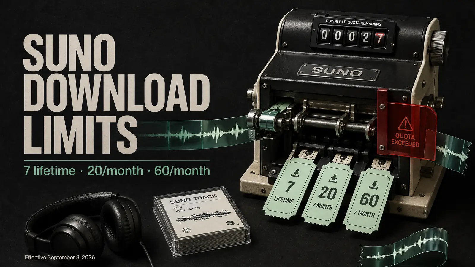 Suno's New Download Limits (Sept. 3, 2026): What Changed and Your Options